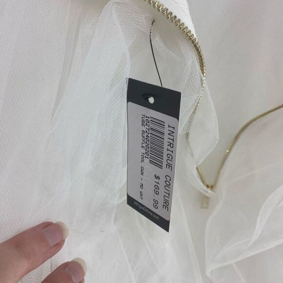 Blithe LA Women's White Tube Ruffle Gown Maxi Dress Size Medium - Picture 6 of 9